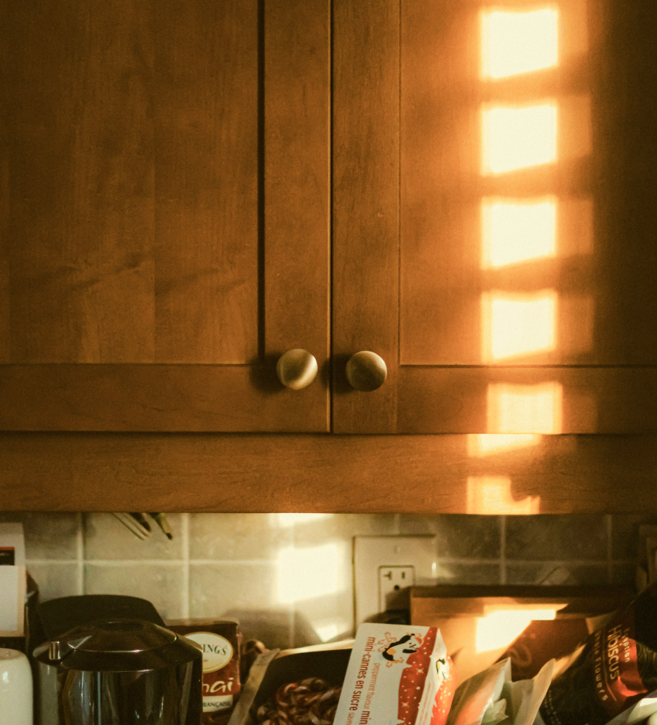 Close up of two cupboard doors closed