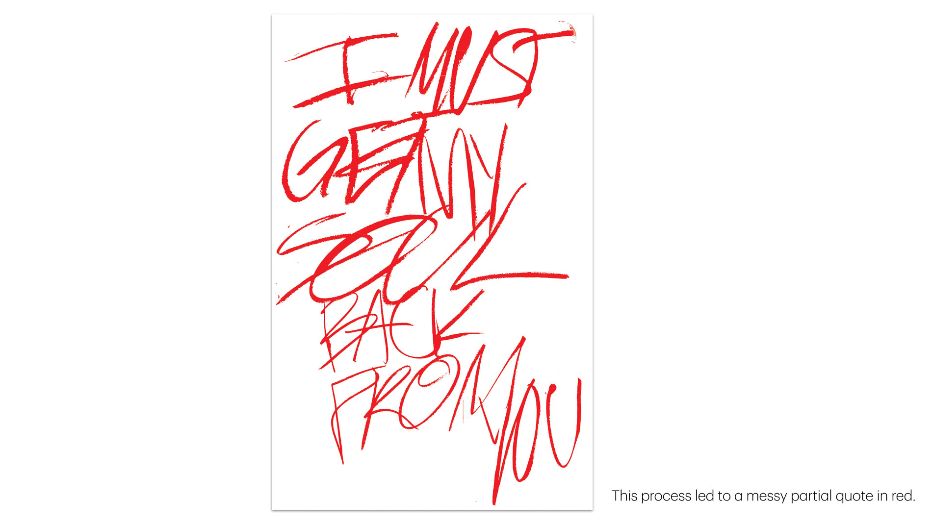 Case Study slide explaining process with poster that has scribbly red text