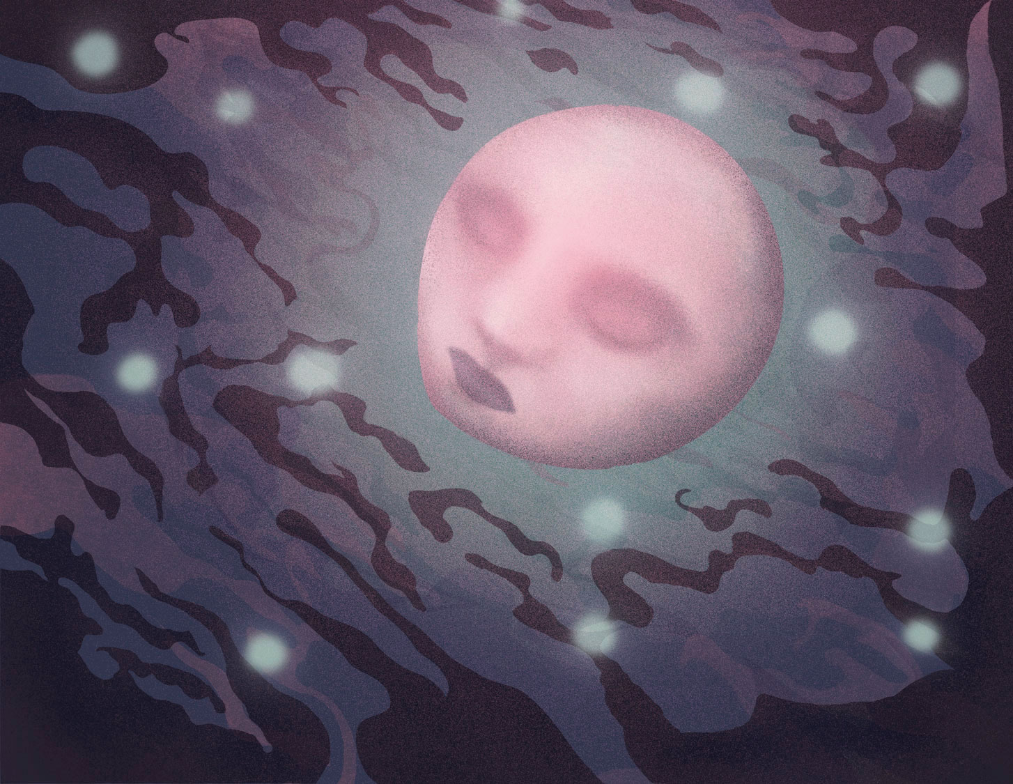 Sea Star Vineyard illustration featuring moonlight and the ocean