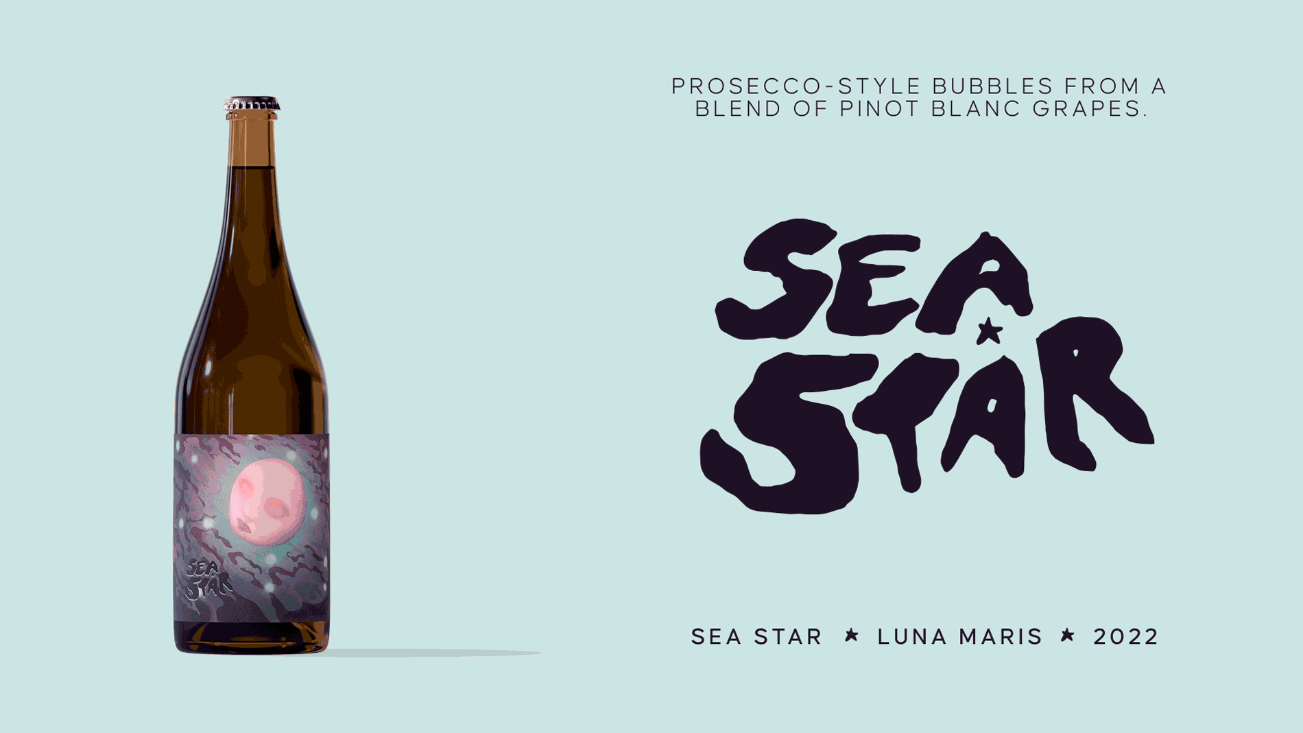 Sea Star Vineyard rotating gif featuring 3 wine labels