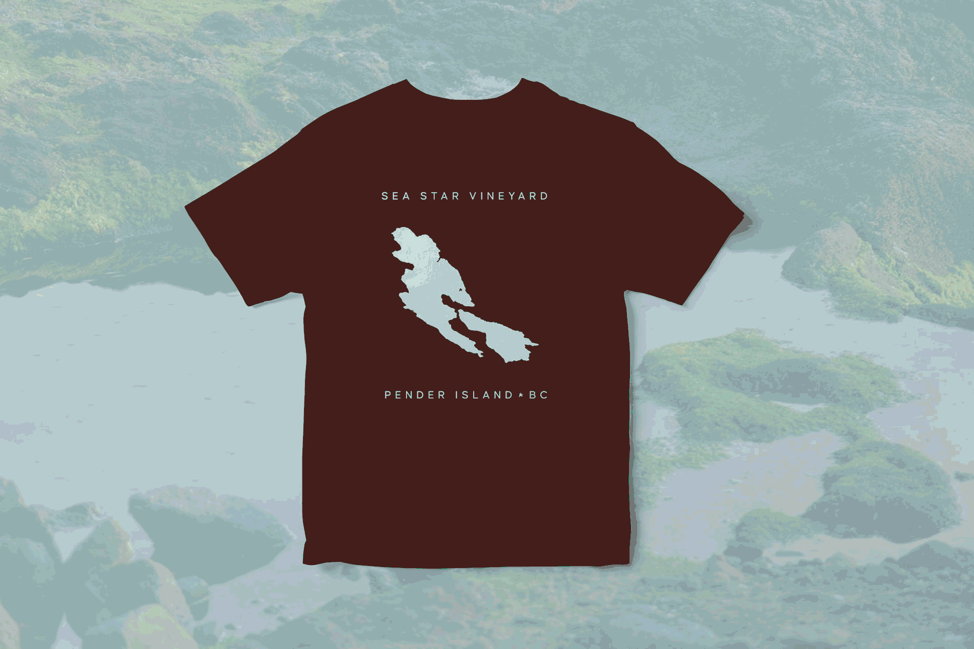 Sea Star Vineyard tshirt design rotating gif feature three tshirts of different colours