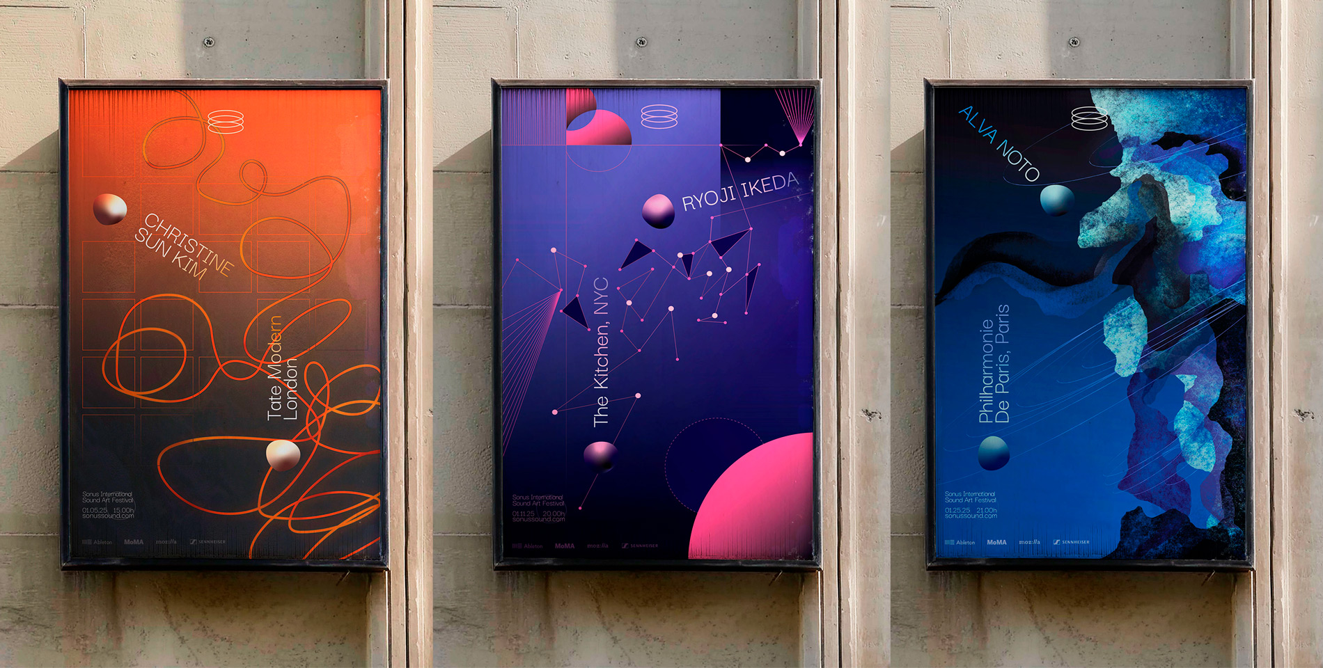 3 Illustrated posters with conceptual illustrations