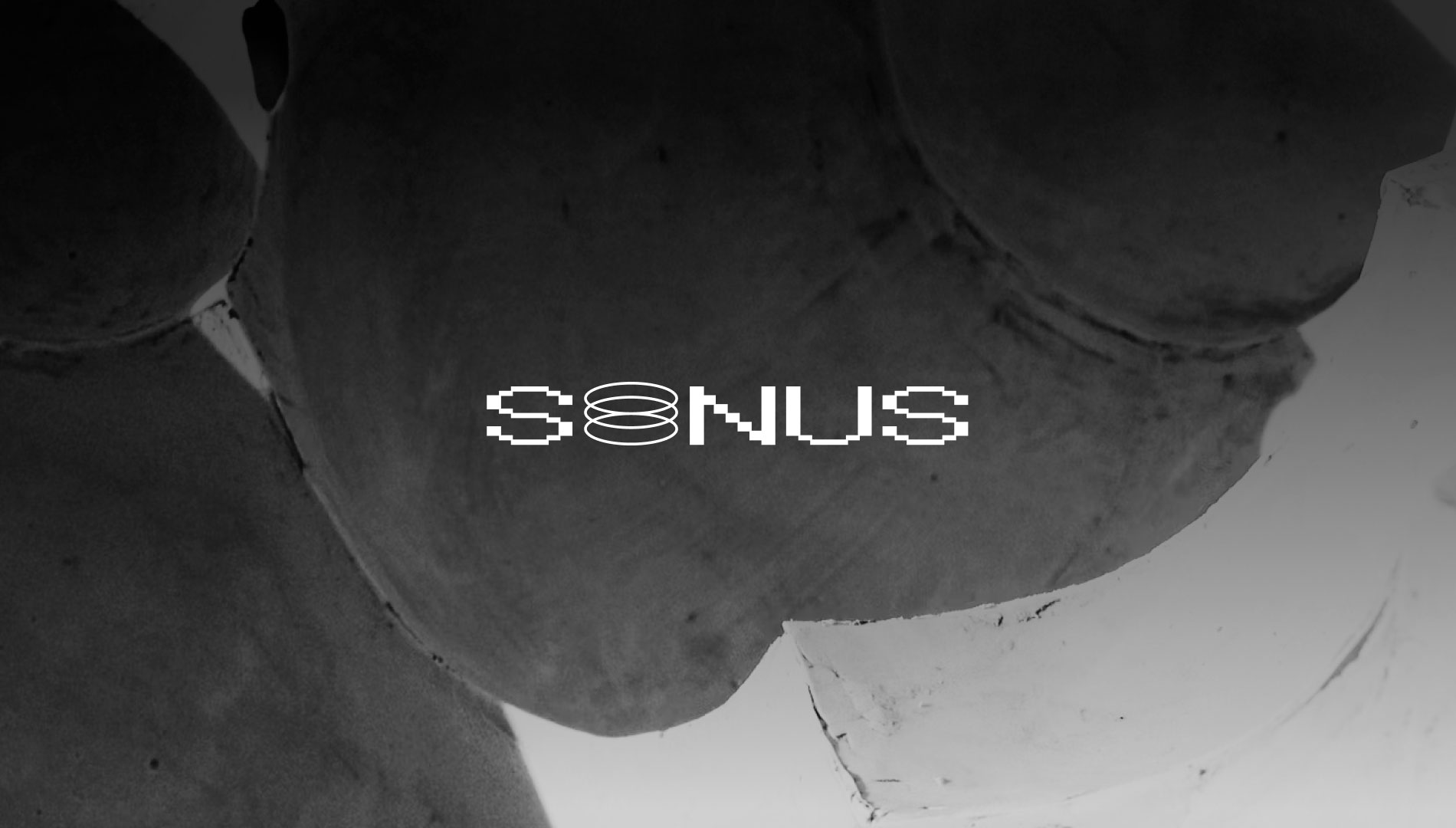 Textured background with black and grey gradient, text reads SONUS