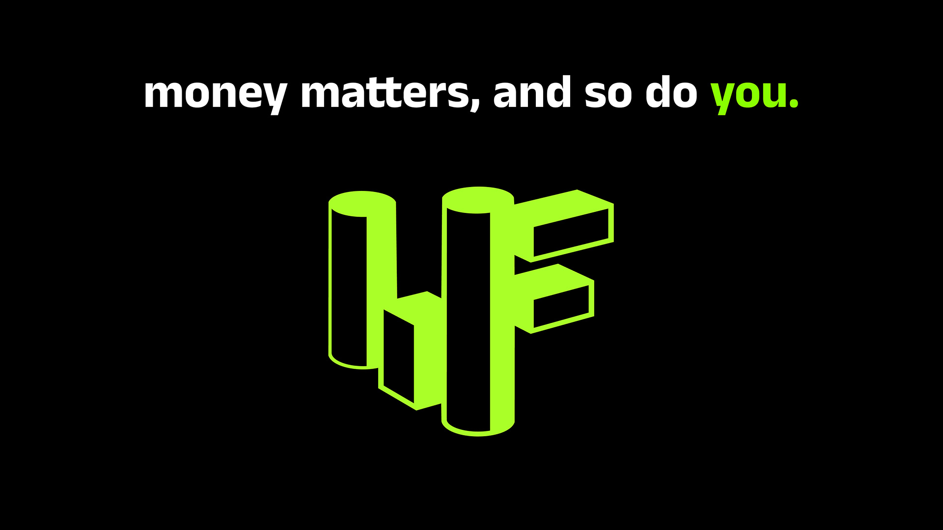 Black slide with colourful text